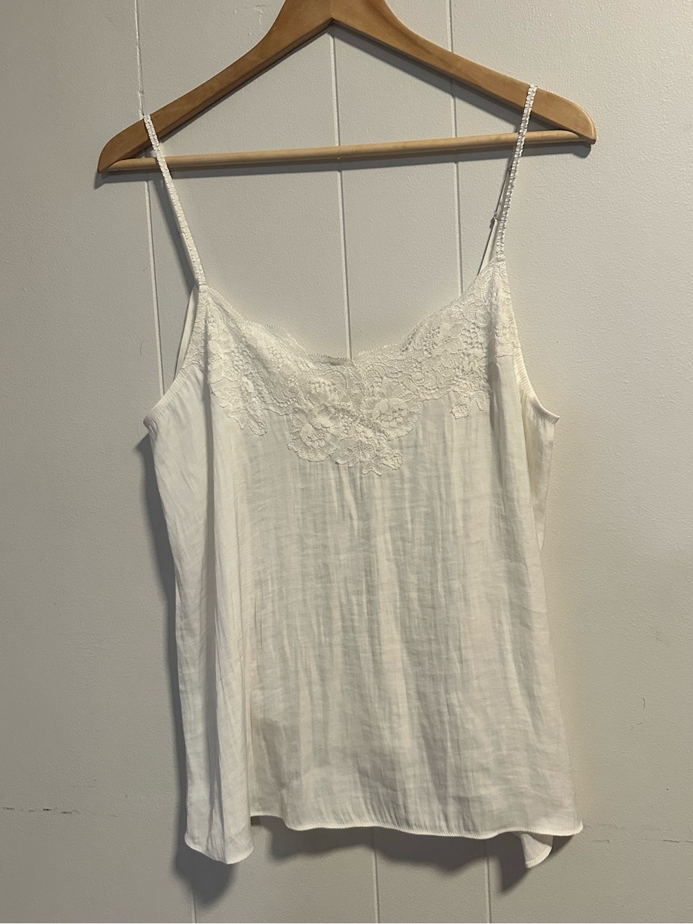 Josie Natori White Lace-Trim Silky Camisole
